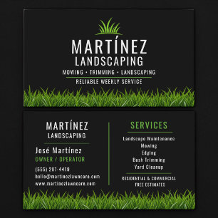 Black & Green Landscaping Professional Business Card