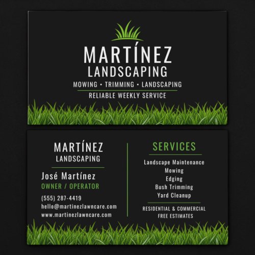 Black & Green Landscaping Professional Business Card