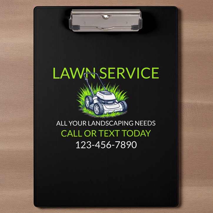 Black Green Lawn Care And Service Professional Clipboard