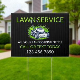 Black Green Lawn Care and Service Professional Sign