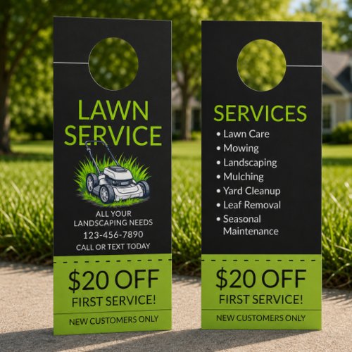 Black Green Lawn Care Discount Coupon Door Hanger