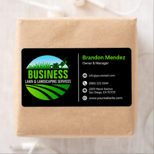 Black Green Lawn Care Landscaping Mowing Service Label