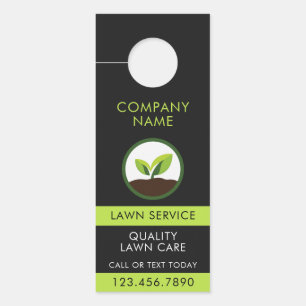 Black Green Lawn Landscaping Professional QR Code Door Hanger