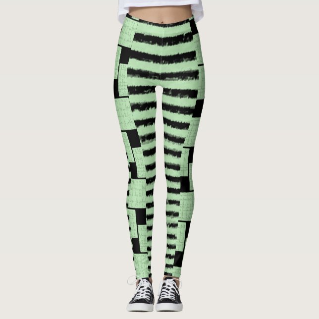 Black & Green Leggings Long (Front)