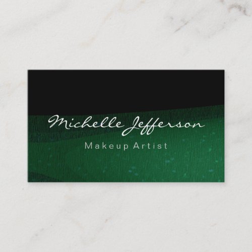 Black Green Makeup Artist Script Business Card