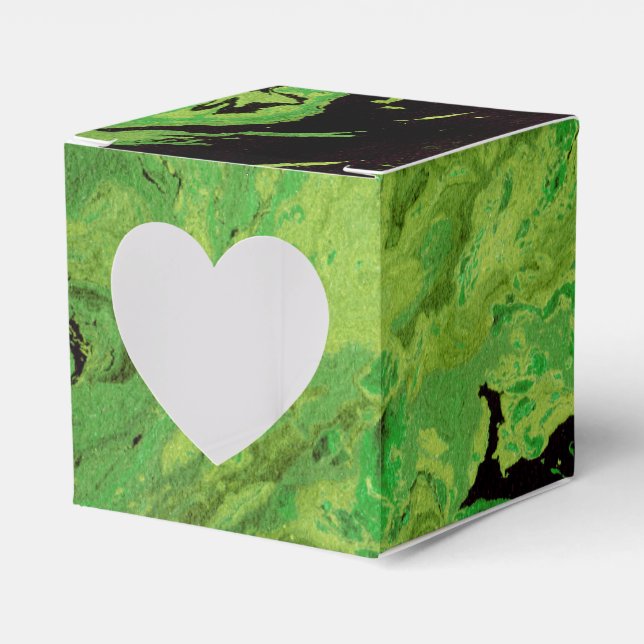 Black green marble favor boxes (Front Side)