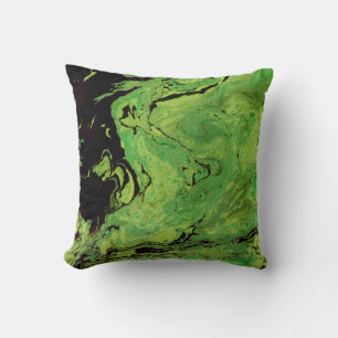 Black green marble throw pillow