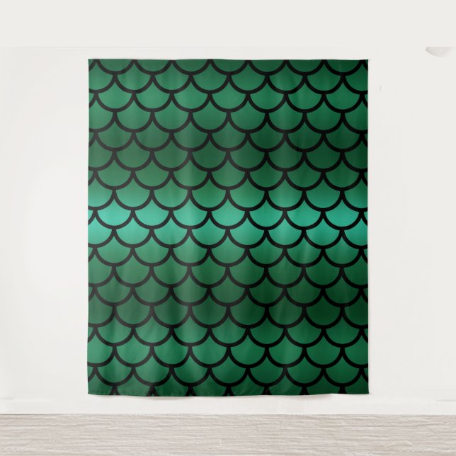 Black & Green Mermaid Photography Backdrop (Front)