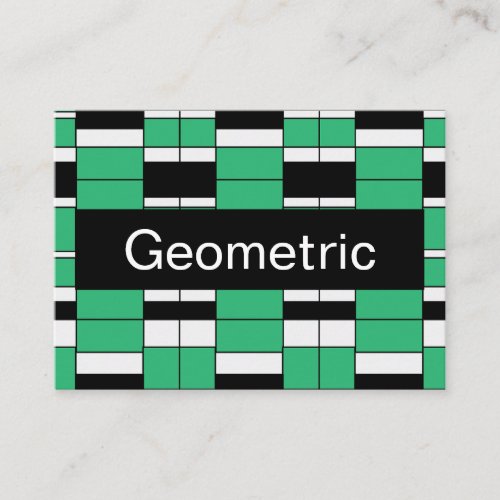 Black Green Mid Century Geometric Pattern Business Card