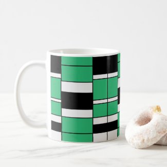 Black Green Mid Century Geometric Pattern