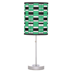 Black Green Mid Century Geometric Pattern Table Lamp
