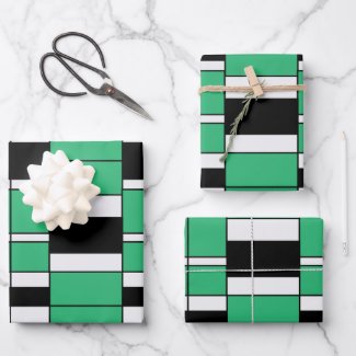 Black Green Mid Century Geometric Pattern