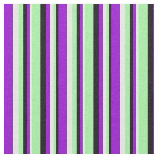 Black, Green, Mint Cream, and Dark Violet Pattern Fabric
