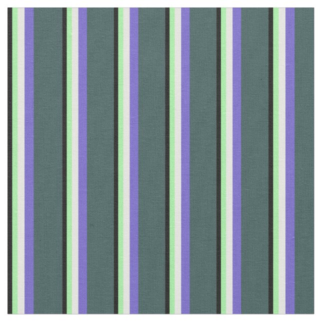 Black, Green, Mint Cream, Slate Blue & Slate Gray Fabric (Close Up)