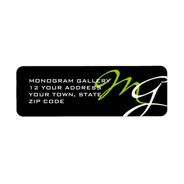 BLACK GREEN MODERN MONOGRAM LABEL (Front)