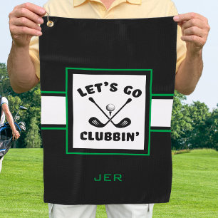 Black Green Monogram Let’s Go Clubbin’ Golf Towel