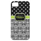 Black Green Monogrammed Damask Polka Dots Pattern