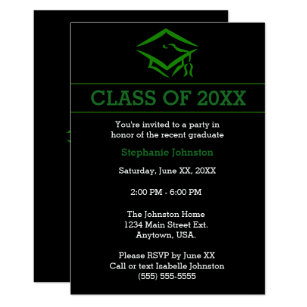 Green And Black Graduation Invitations Zazzle