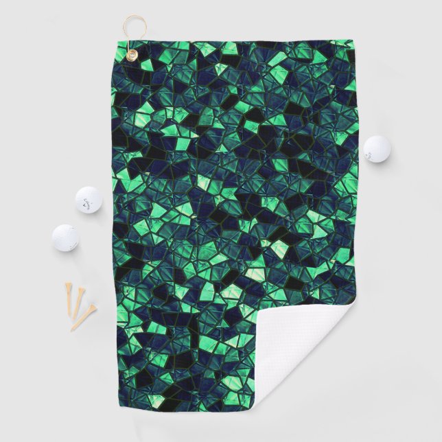 Black green mosaic with partially removed color golf towel (InSitu)