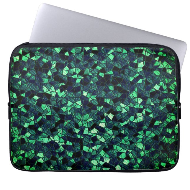 Black green mosaic with partially removed color laptop sleeve (Front)