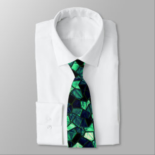 Black green mosaic with partially removed color neck tie