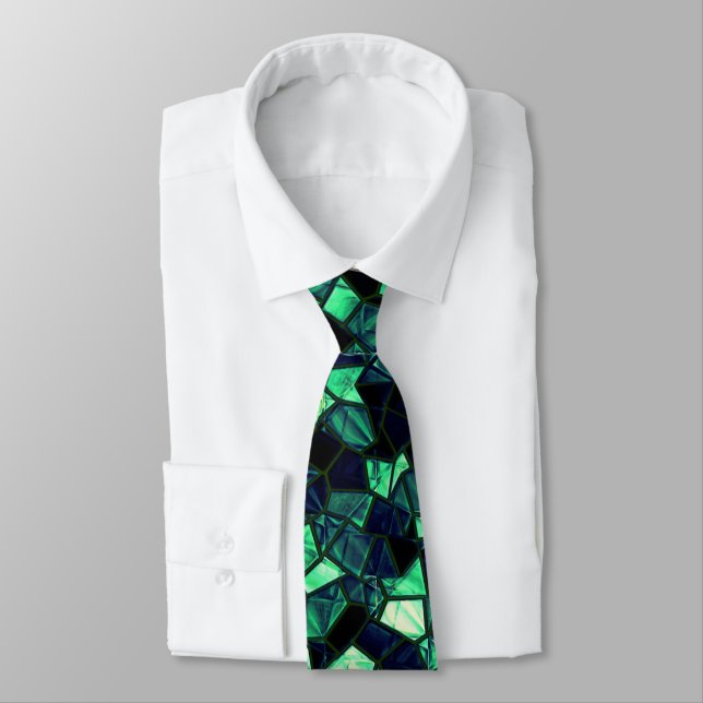 Black green mosaic with partially removed color neck tie (Tied)