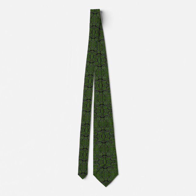 Black Green Neck Tie Modern Ornaments (Back)
