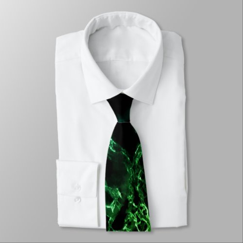 Black Green Neon Marble Neck Tie