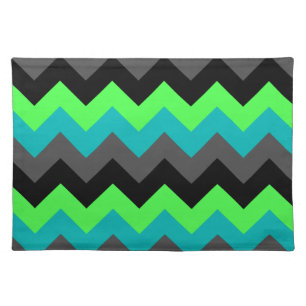 Black Green Ombre Chevrons Cloth Placemat 