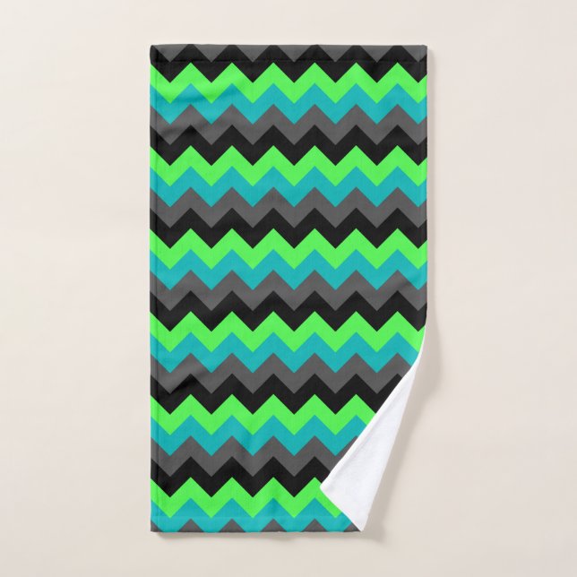 Black Green Ombre Chevrons Hand Towel (Hand Towel)