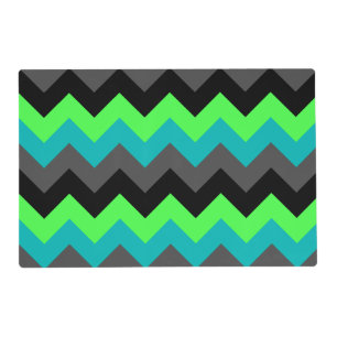 Black Green Ombre Chevrons Laminated Placemat