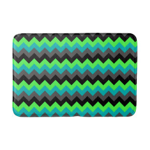 Black Green Ombre Chevrons Medium Bath Mat