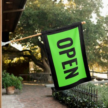 Black & Green Open Sign Flag by InkWorks at Zazzle