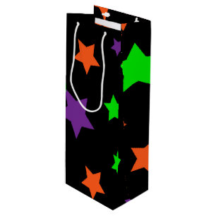 BLACK GREEN ORANGE PURPLE HALLOWEEN PATTERN WINE GIFT BAG
