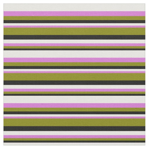 Black, Green, Orchid, and White Stripes Fabric