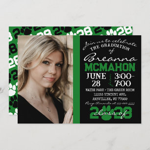 Black & Green Paw Graduation Photo Invitation