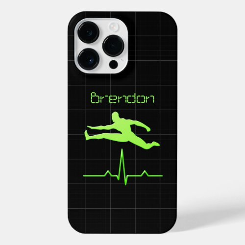 Black Green Personal Trainer Fitness Man Jumping iPhone 14 Pro Max Case