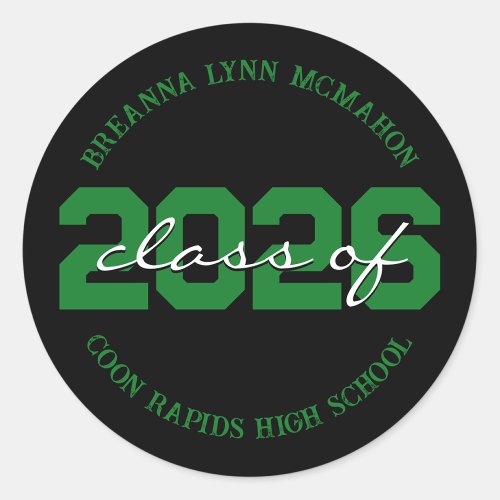 Black  Green Personalized Graduation Stickers