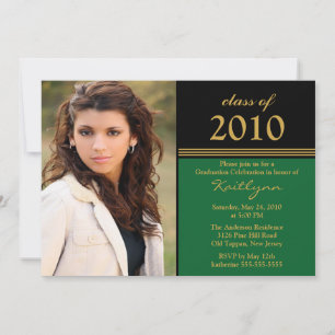 Black & Green Photo Graduation Invitation