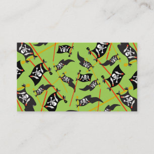 Black Green Pirate Flag Skulls White Bones Raiding Business Card