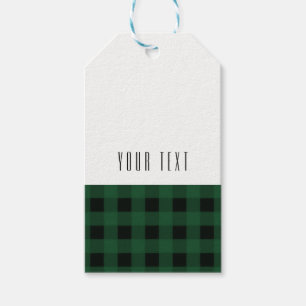Black Green Plaid Buffalo Checker Pattern Modern Gift Tags