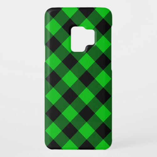 Black  Green Plaid Checked Case_Mate Samsung Galaxy S9 Case