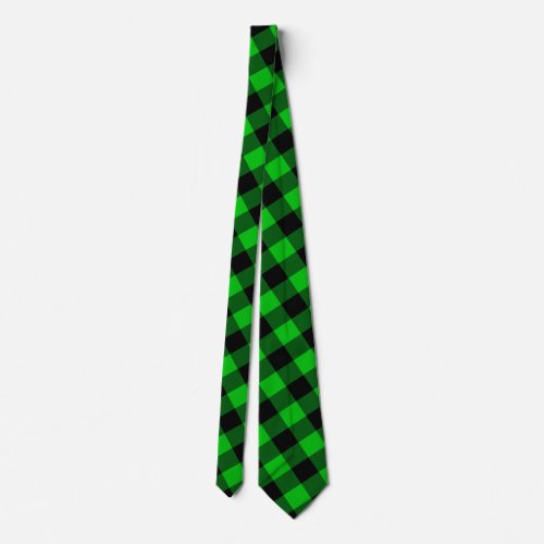 Black  Green Plaid Checked Neck Tie