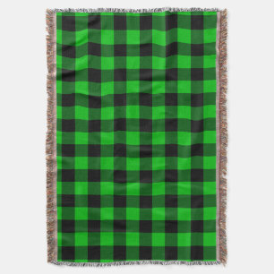 Black & Green Plaid Checked Throw Blanket