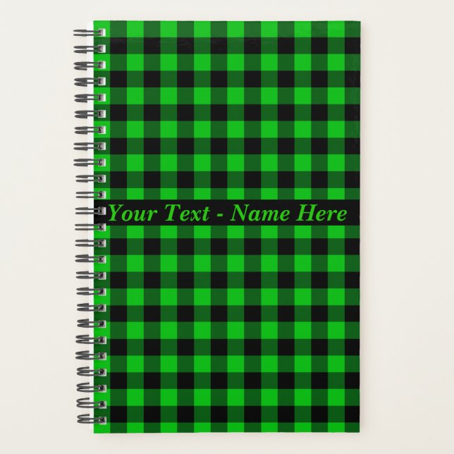 Black Green Planner Personalized Custom Text (Front)
