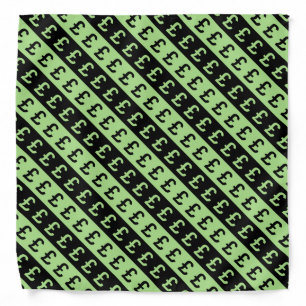Black & Green Pound Signs (£) Striped Pattern Bandana