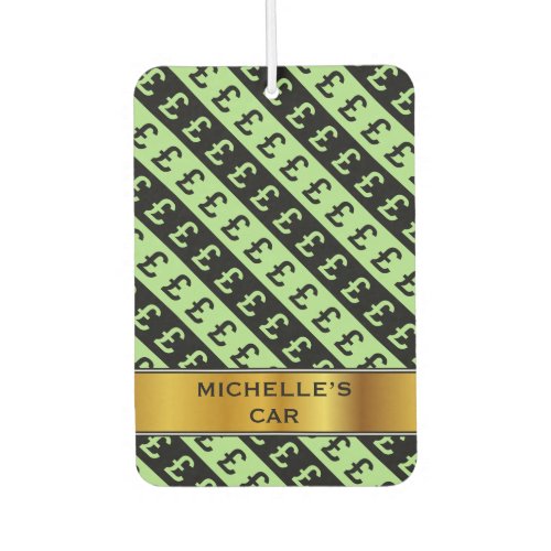 Black  Green Pound Signs  Striped Pattern Car Air Freshener