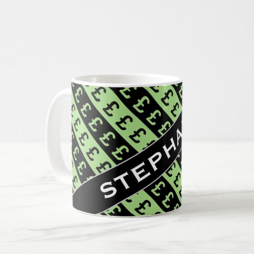 Black  Green Pound Signs  Striped Pattern Mug