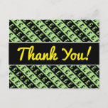 [ Thumbnail: Black & Green Pound Signs (£) Striped Pattern Postcard ]
