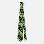 [ Thumbnail: Black & Green Pound Signs (£) Striped Pattern Tie ]